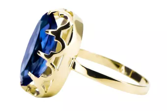 14K Жовте золото Сапфір Каблучка Вінтаж прикраси vrc253y